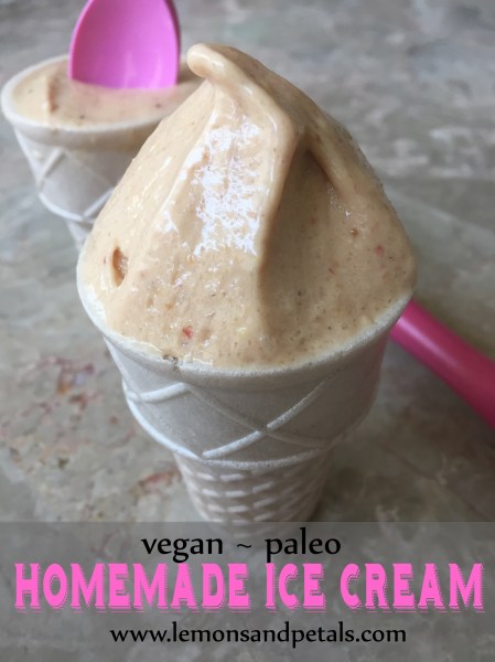 Homemade ice cream lemons petals